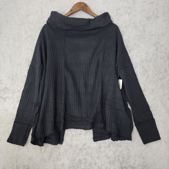 NWT Free People Juicy M Long sleeve Thermal Cowl neck Open Back Ribbed Sweater - Picture 3 of 13